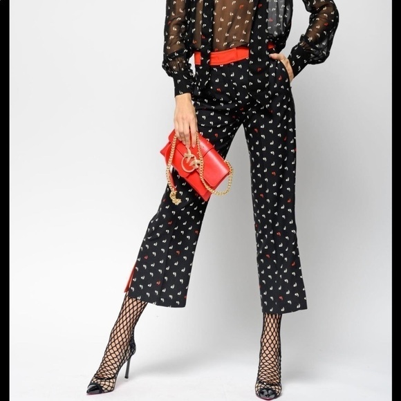 Pinko Black and Red Cropped Pants - Picture 1 of 15